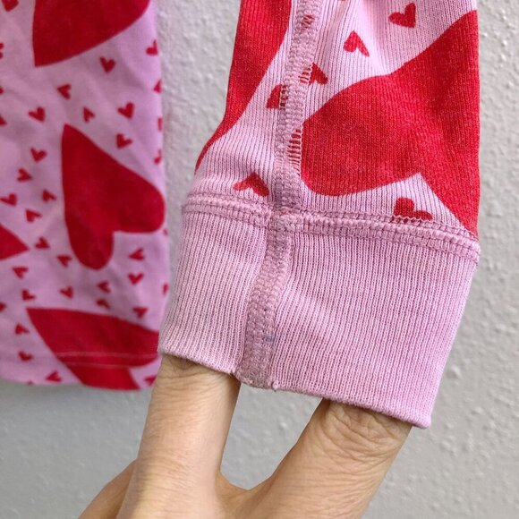 HANNA ANDERSSON Kids Long John Pajama Set In Organic Cotton Hearts Print Size 5 - Picture 6 of 16